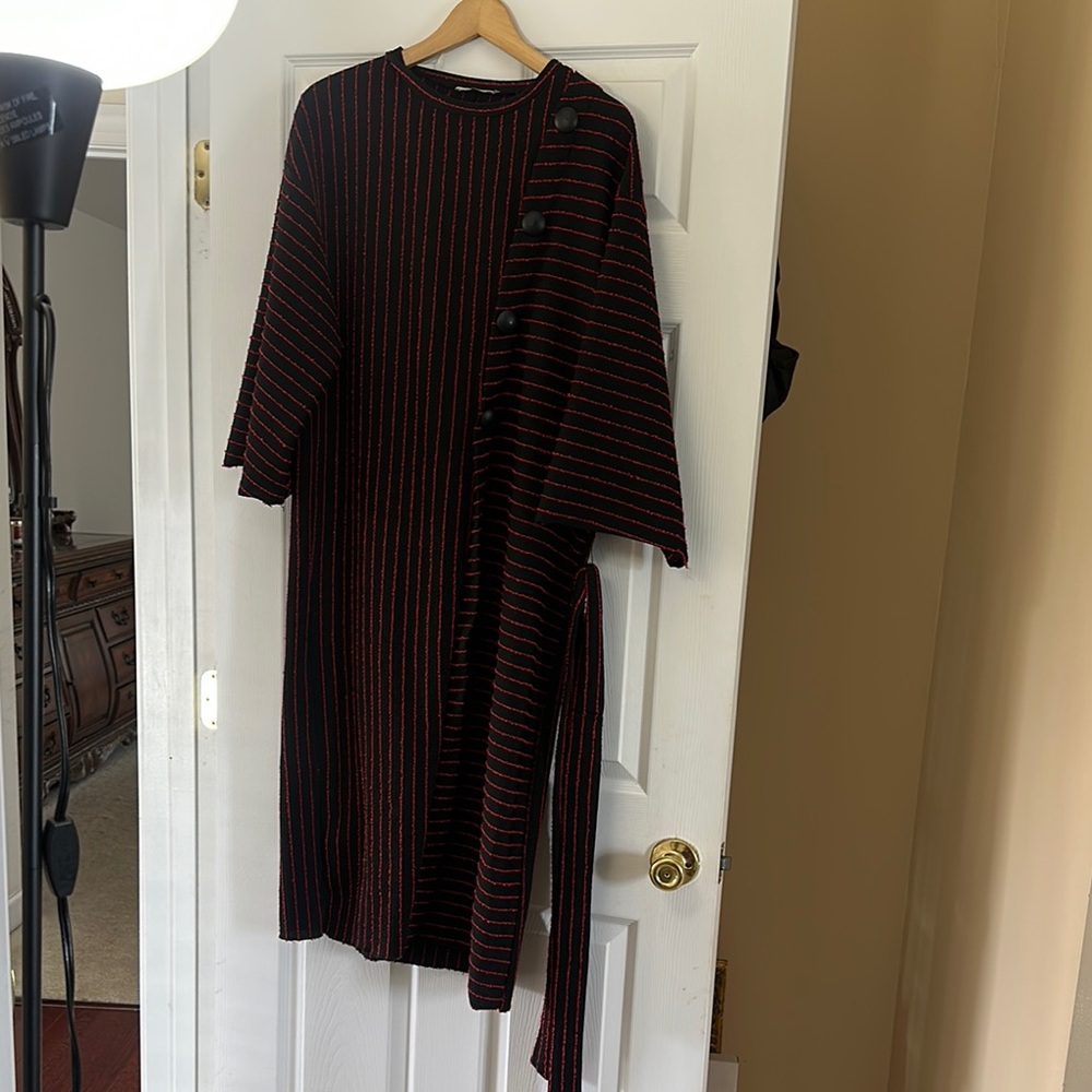 Zara Black and Red Striped Dress